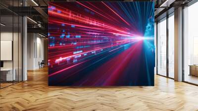 A futuristic digital background filled with vibrant neon light streaks, creating an impactful highspeed visual Wall mural