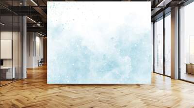 Abstract blue winter watercolor background. Sky pattern with snow. Light blue watercolour paper texture background. Vector water color design illustration Wall mural