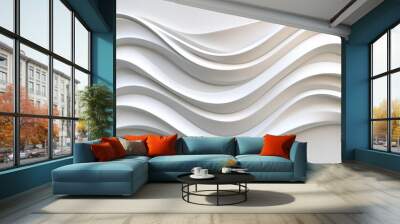 Delve into the captivating beauty of this exquisite plywood abstract background, showcasing a refined textured white wave pattern that perfectly complements contemporary interior decor styles Wall mural