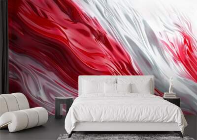 Dynamic Red and White Abstract Fluid Art for your elegant and contemporary design needs Wall mural