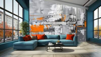 Experience the dynamic and vibrant fusion of orange and grey presented in a contemporary abstract style Wall mural