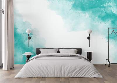 Mint abstract watercolor texture background. Green watercolour brush splash pattern. Pastel color background in paper art style. Vector turquoise illustration design Wall mural