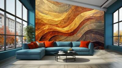 Modern abstract background imitating waves in brown shades. Old grunge texture in beautiful yellow brown tones Wall mural