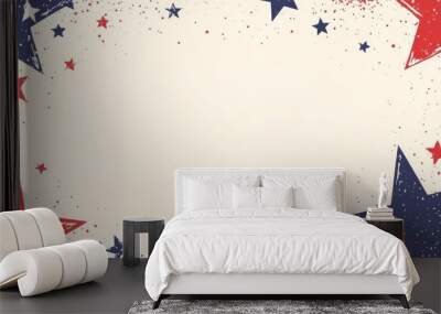 This is a beautifully designed patriotic border frame adorned with vivid red, white, and blue stars, making it the perfect choice for the Fourth of July or various other festive celebrations Wall mural