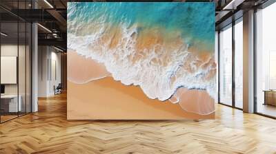 Tranquil close up of gentle ocean waves washing ashore on sandy beach, creating a serene atmosphere Wall mural