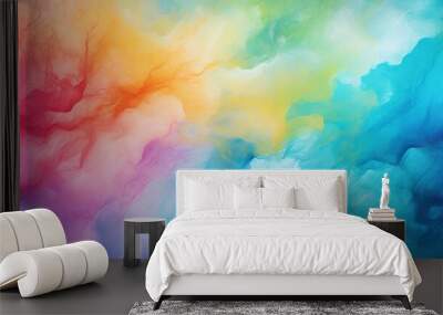 Vibrant and colorful watercolor paint background texture with bright and vivid hues Wall mural