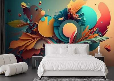 3d illustration of abstract geometric composition, digital artwork for creative graphic design
 Wall mural