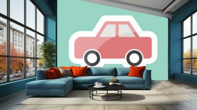 Sticker line cut Toy Car 2. suitable for Toy symbol. simple design editable. design template vector. simple symbol illustration Wall mural