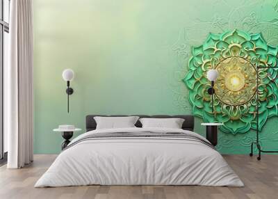 desktop wallpaper background with arabic light of ornament isolated on light green background  Wall mural