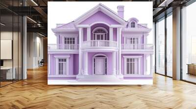 luxury classic light purple chalet house with classic garden lamp isolated on white background  Wall mural