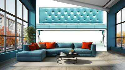 luxury light blue leather waiting bench isolated on white background  Wall mural