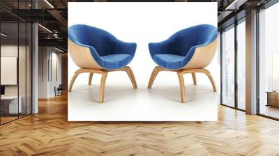 Original name(s): Two Blue Modern Wooden Chair Face To Face Isolated On White Background Wall mural