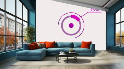 16% circle loading icon diagrams Infographics background. Abstract storage pie chart symbol background illustration. Wall mural