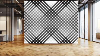 abstract black and white gradient diagonal cross line pattern. Wall mural