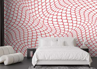 abstract geometric fish scale pattern vector illustration. Wall mural