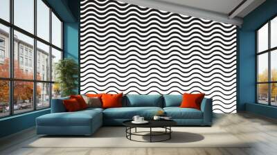 abstract monochrome horizontal small to big wave pattern. Wall mural