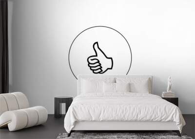 Hand showing one finger icon isolated on white background. Hand gesture good symbol 4k illustration. Wall mural