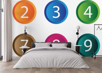 Numbers in coloring gradient circle. number in round circle vector illustration. Wall mural