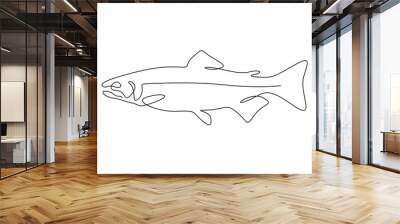 Continuous one line drawing of salmon for fishing logo identity vector illustration. Premium vector Wall mural