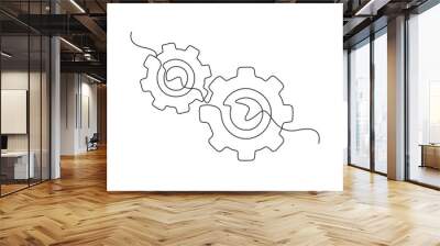 Setting icon continuous one line drawing vector illustration  Wall mural