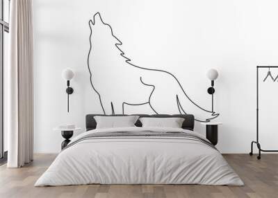 Wolf continuous one line drawing vector illustration. Pro vector Wall mural