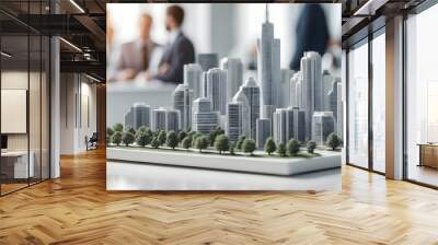 model of the city on the business table Wall mural