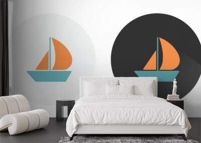 Boat icon, yacht icon, Ship icon, boating symbol, Cruise ship logo icon, Sailboat symbol, Rowing, boating logo Colorful vector icons Wall mural