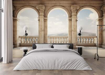 colonnade arch classical architecture 3d rendering white  Wall mural