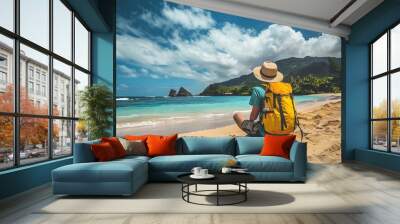 The excitement of travel with captivating of exotic destinations and adventure, Generative Ai  Wall mural