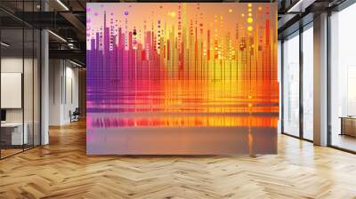 Colorful spectrum with audio equalizer bars on abstract background illustration. Wall mural