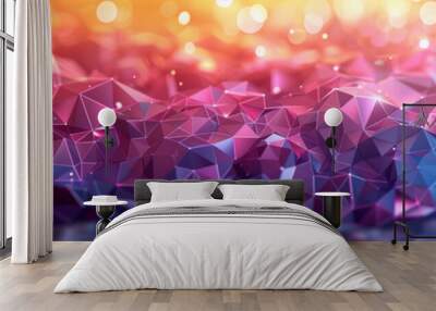 The vibrant and dynamic background features a series of geometric shapes. The polygonal pattern is suitable for use as a banner or poster design with copy space. Wall mural