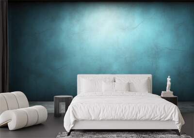 dark blue background texture with black vignette in old vintage textured border design. Wall mural