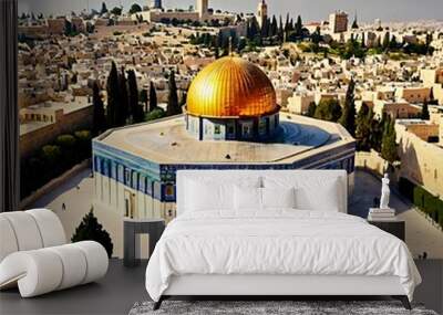 Golden Dome and Intricate Tile Work in Jerusalem Wall mural