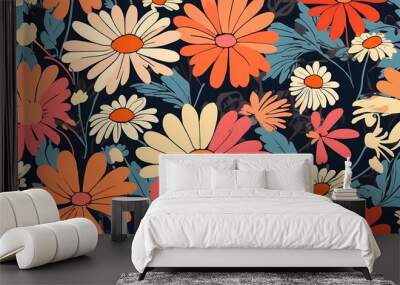 Trendy floral seamless pattern illustration. Wall mural