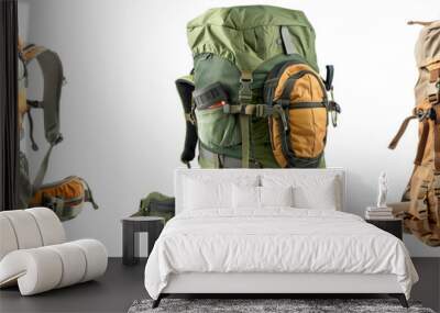 Set of Hiking backpack Isolated on transparent background Wall mural