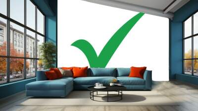 Green check mark icon on white background, green right tick mark icon. EPs 10/AI Wall mural