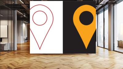 Location icon set, Map pin place marker. location pointer icon symbol in flat style. Red Location pin icon, Navigation sign.  isolated on white and black background. EPS 10/AI	
 Wall mural