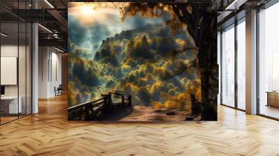 sunset in the forest Wall mural