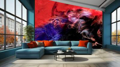 Multicolored contrast outer space abstract background, clouds of interstellar smoke in motion, cosmic swirl of paints Wall mural