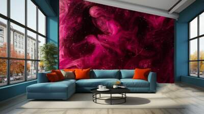 Pink universe abstract background, swirling galaxy smoke, alchemy dance of love and passion. Mysterious esoteric outer space, exoplanet sky Wall mural