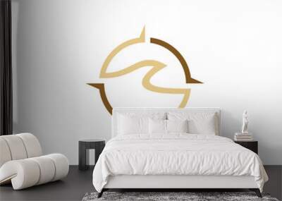 ocean compass simple sleek creative modern geometric logo design vector Wall mural