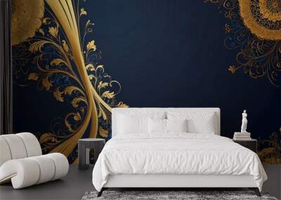  Elegant gold and blue design on background, adding sophistication and luxury to any setting Wall mural