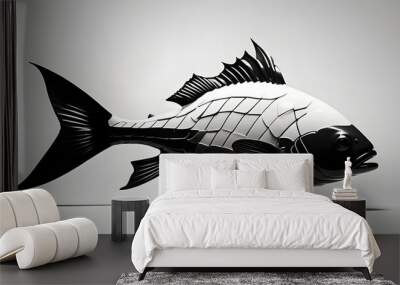 black and white fish Wall mural