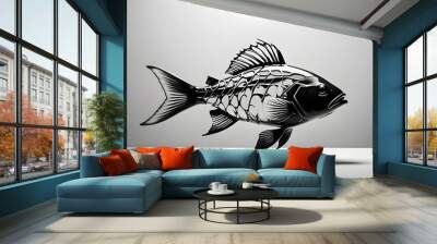 black and white fish Wall mural