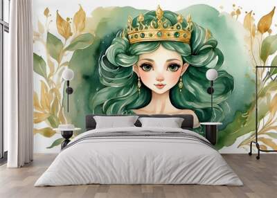 crown girl painting Wall mural