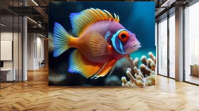 High resolution, 8K, ultra high definition, captivating deep sea views, and a plethora of vibrant marine life. Various fish and marine life, stunning coral
 Wall mural