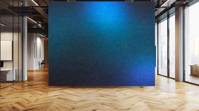 Abstract blue colors gradient wave on black background, blurry lights on dark noise texture, copy space Wall mural