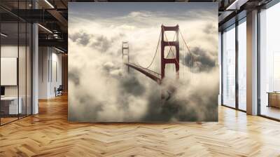 Bridge in the clouds going to sunrise. Beautiful freedom moment and peaceful atmosphere in nature. Wall mural