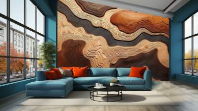 Detailed map texture with topographic lines and earthy tones. Wall mural