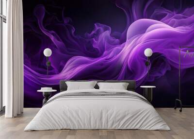 dramatic purple smoke movement on black abstract background illustration Wall mural